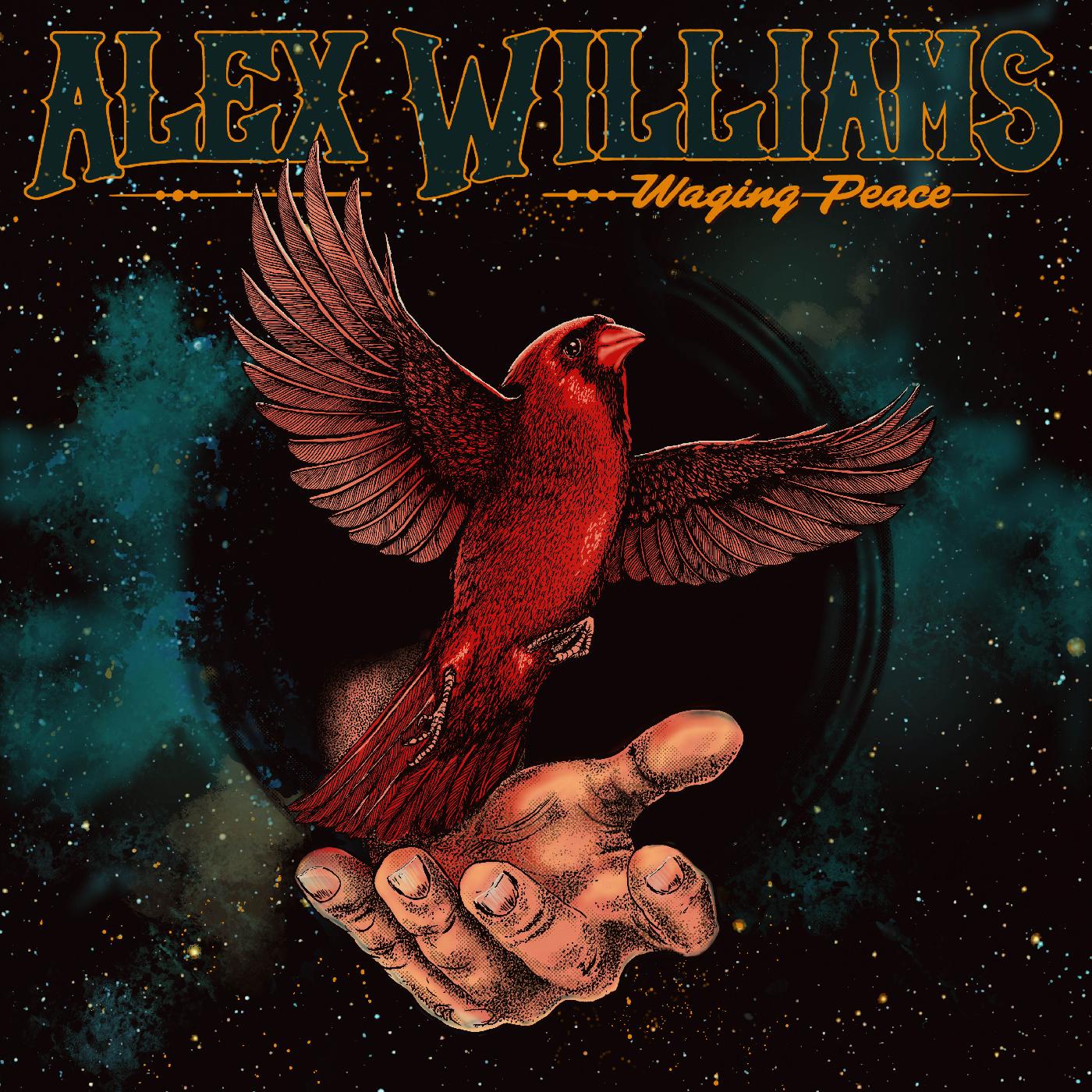 Alex Williams - Waging Peace (RED VINYL) Vinyl LP Jacket, Red Vinyl, Marketing Sticker