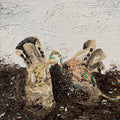 Apollo Brown - Skilled Trade (GOLD & CREAM SPLATTER VINYL) Vinyl LP, Gold & Cream Splatter Vinyl, Custom Oil Painted Artwork, Gold Foil Marketing Sticker