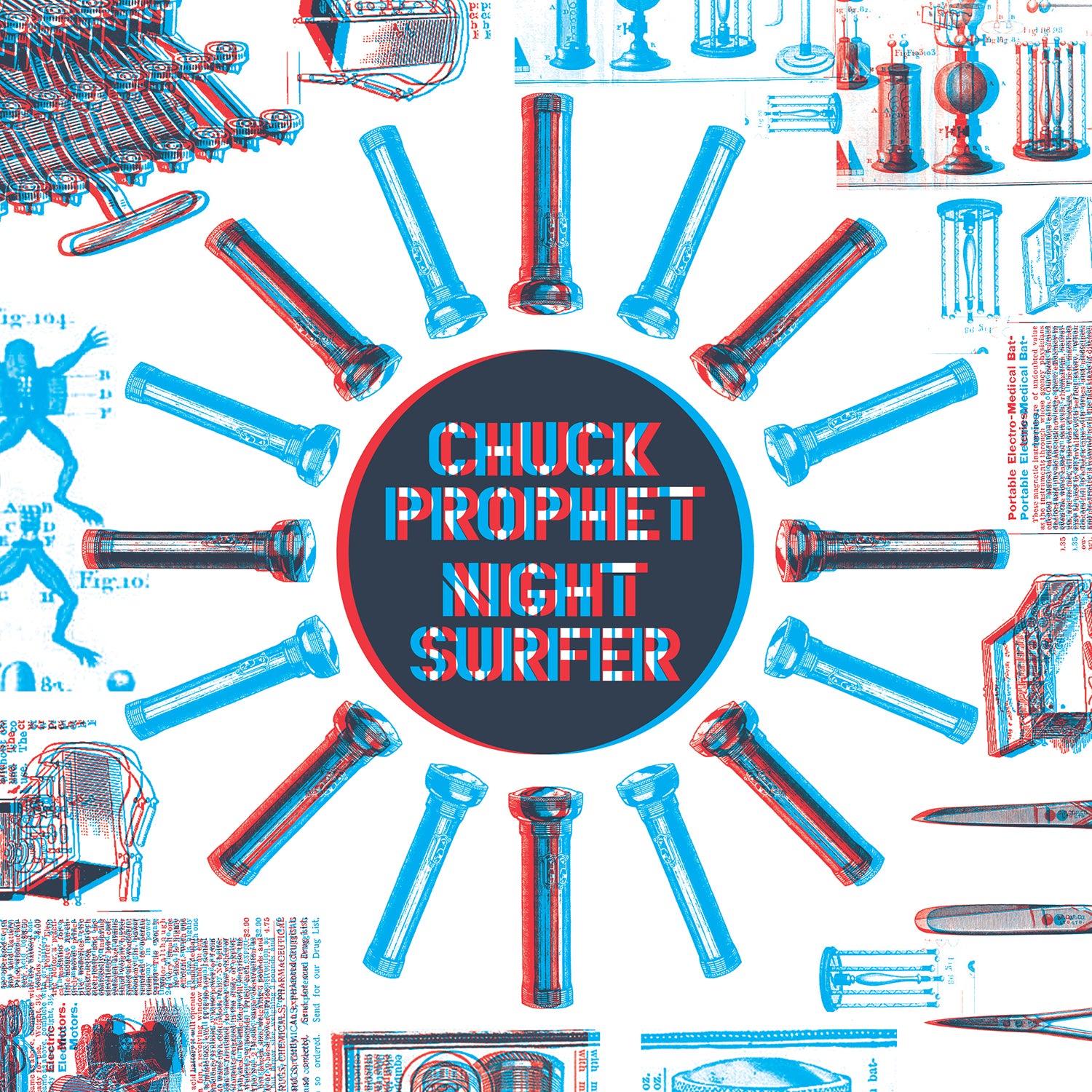 Chuck Prophet - 3D Night Surfer 7" Singles Collection Vinyl 7x 7" records/sleeves in custom box w/3D box graphics, 3D glasses included