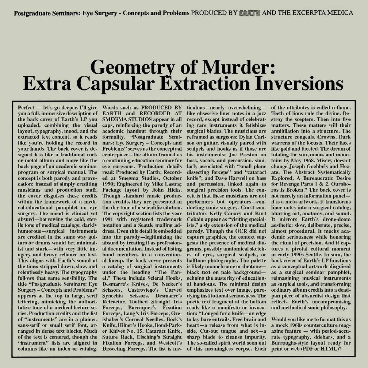 Earth X Black Noi$E - Geometry Of Murder: Extra Capsular Extraction Inversions (Crystal Clear Vinyl) Vinyl