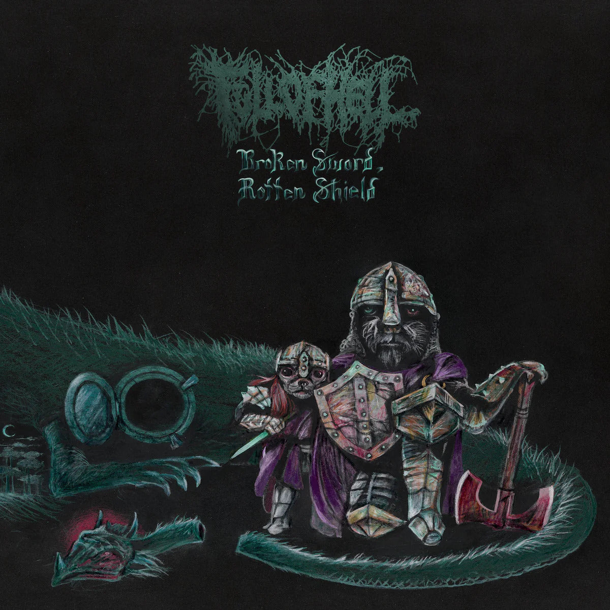 Full Of Hell - Rotten Shield (10" Vinyl) (Indie Exclusive) (White/Black/Oxblood/Blue Splatter Vinyl) Broken Sword Vinyl