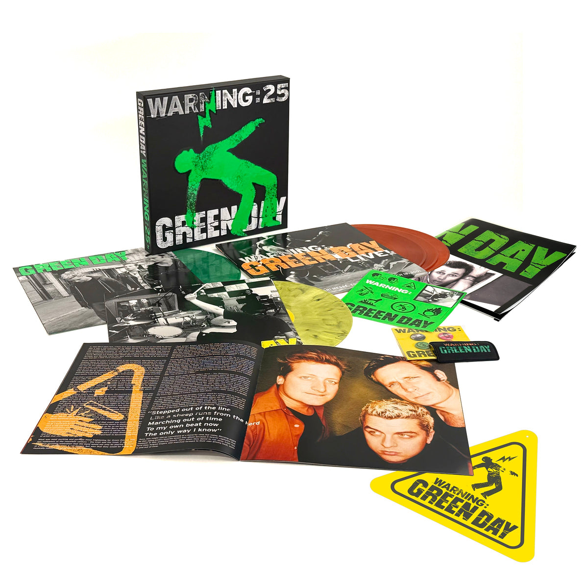 Green Day - Warning (25Th Anniversary Deluxe Edition) (Indie Exclusive Vinyl Box - Green/Yellow/Orange Vinyl W/ Construction Sign) [3LP] Limited Vinyl