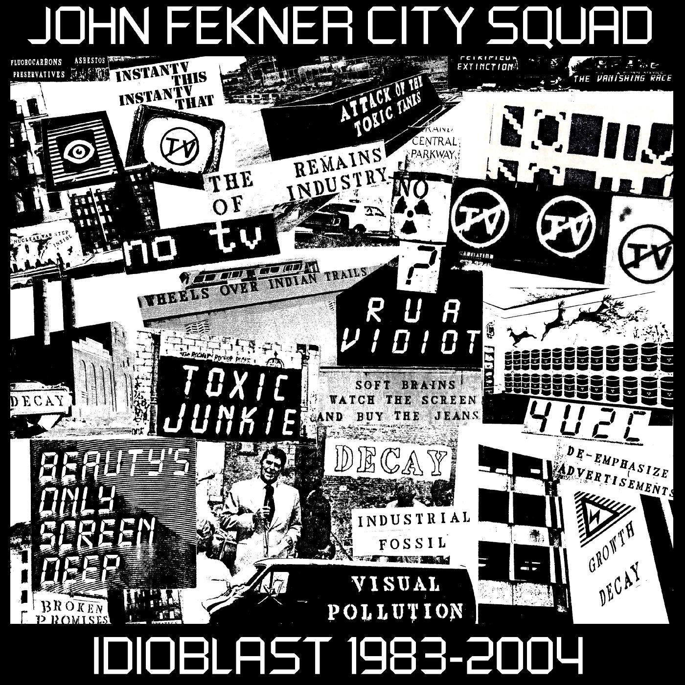 John City Squad Fekner - Idioblast 1983-2004 Vinyl 2LP, 12x12 "Beauty's Only Screen Deep" Stencil