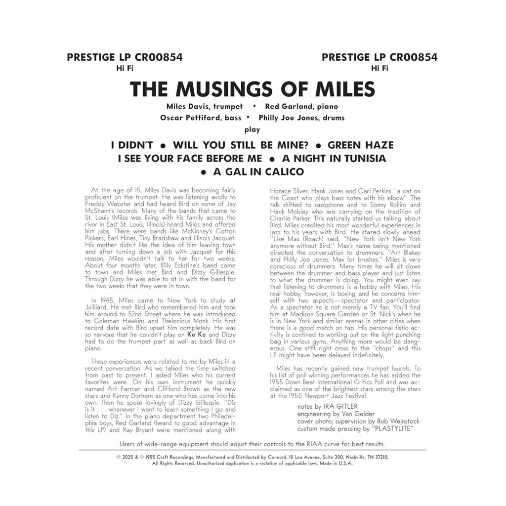 Miles Davis All Stars - The Musings Of Miles (Original Jazz Classics Series) (180 Gram Vinyl) Vinyl