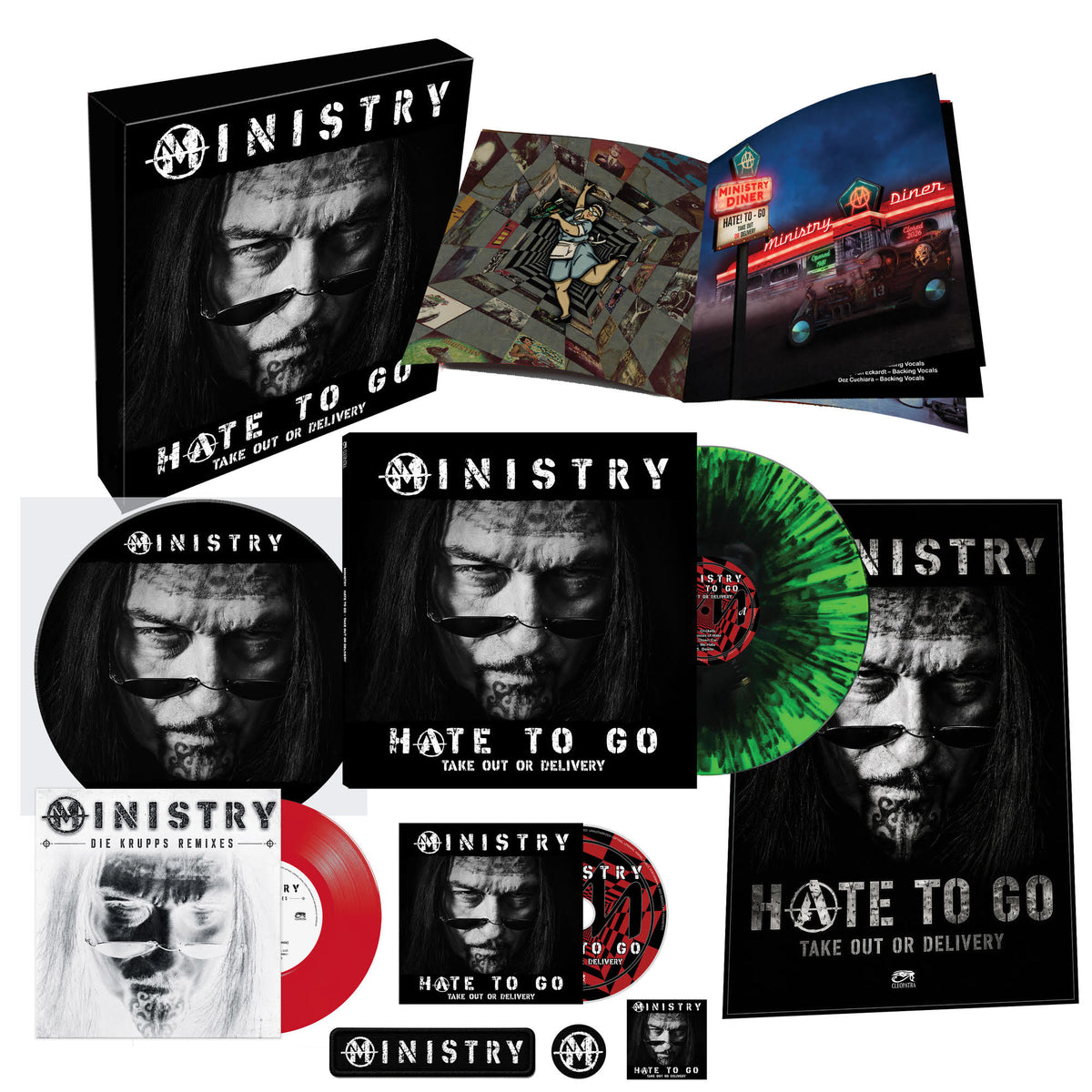 MINISTRY - Hate To Go - Take Out Or Delivery (Deluxe Box Edition) [Black/Green Splatter] [4LP] Vinyl