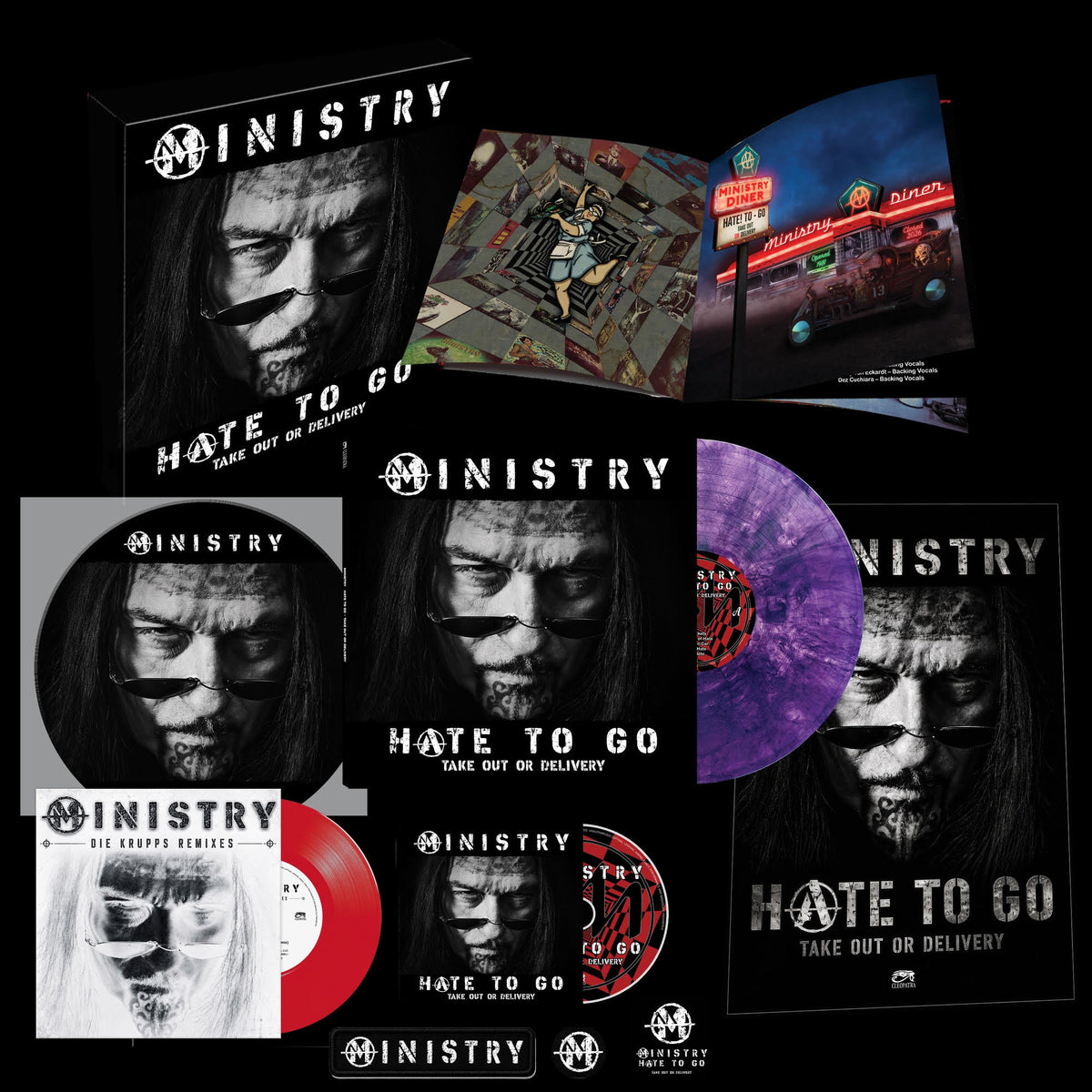 MINISTRY - Hate To Go - Take Out Or Delivery (Deluxe Box Edition) [Deluxe Box Edition With Purple/Black Marble] [4LP] Vinyl