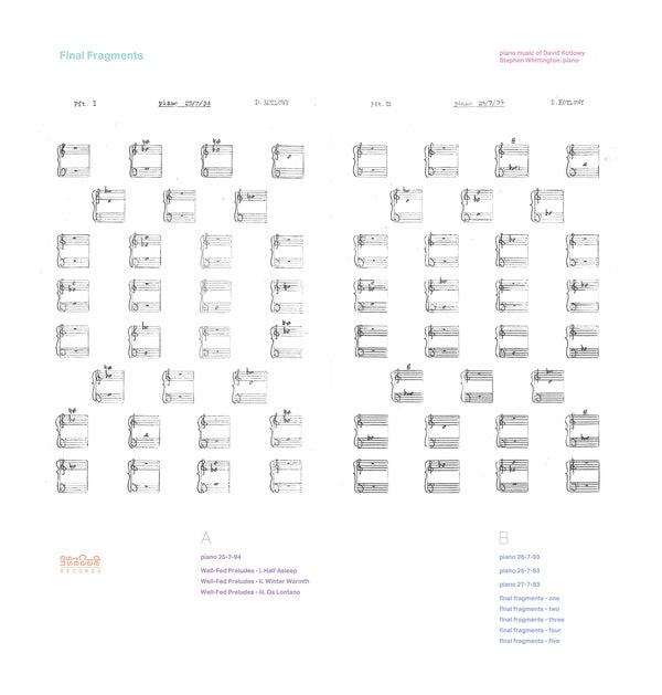 STEPHEN WHITTINGTON - Final Fragments - Piano Music of David Kotlowy Vinyl LP