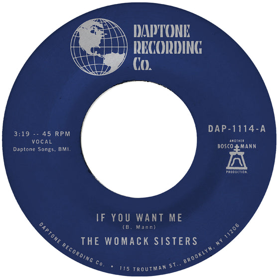 The Womack Sisters - If You Want Me B/W I Just Don'T Want You (To Say Goodbye) Vinyl