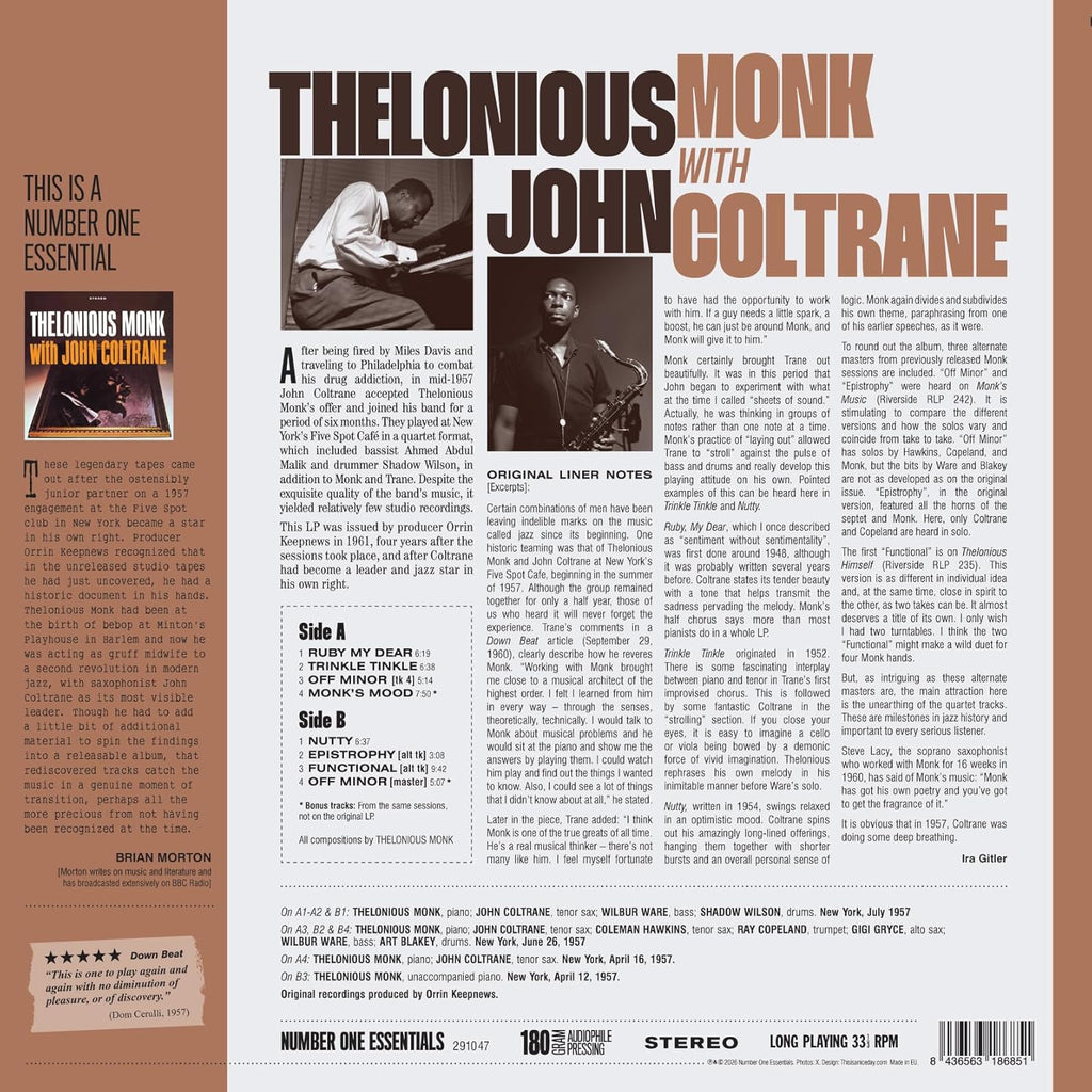 Thelonious Monk with John Coltrane - Thelonious Monk With John Coltrane (Limited Edition, 180 Gram Vinyl with Bonus Tracks) [Import] Vinyl