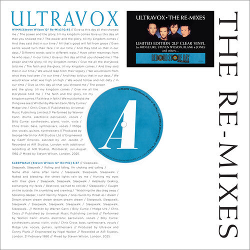 Ultravox - Re-Mixes (2Lp/Clear Vinyl) [Rsd 4.18.26] Vinyl