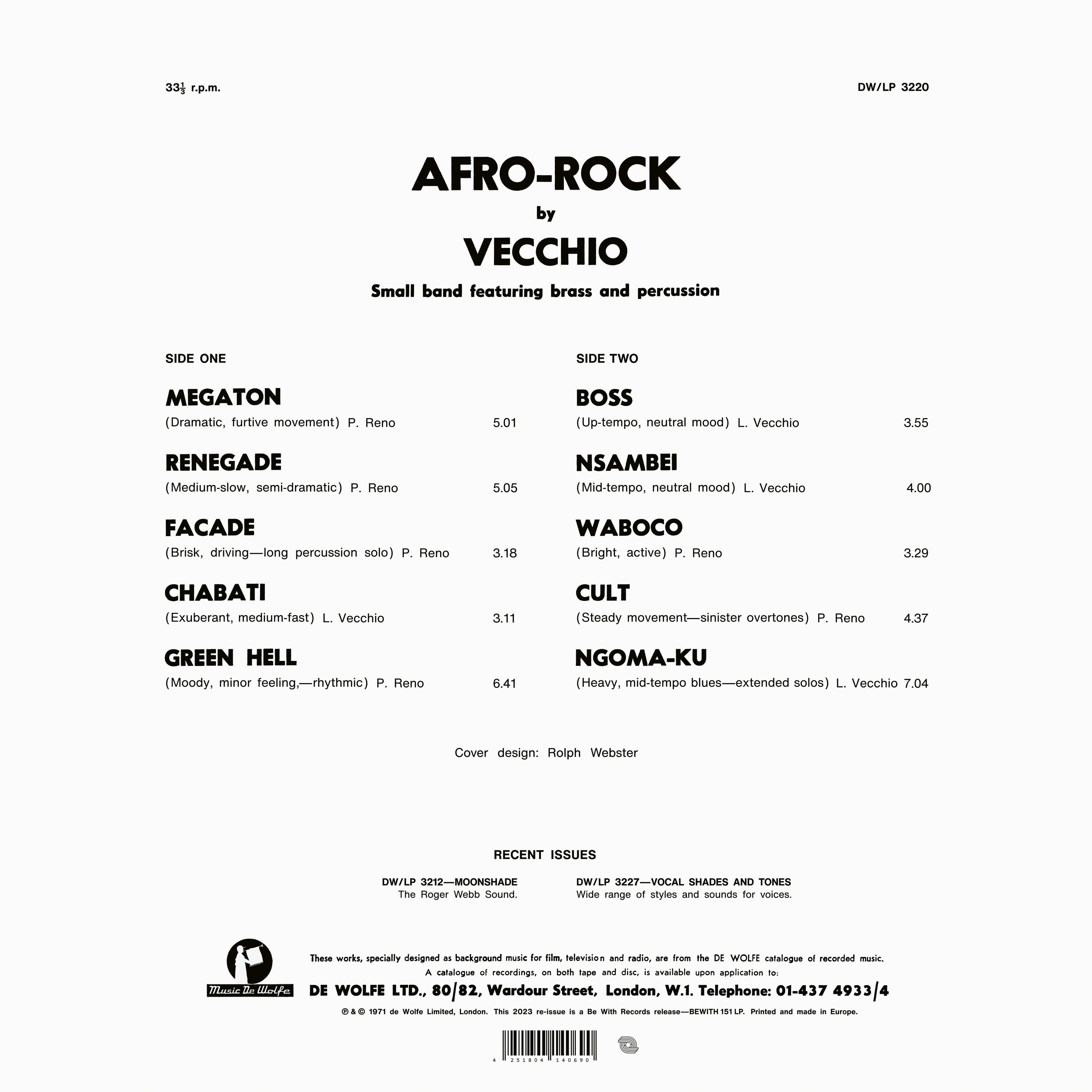 VECCHIO - Afro-Rock Vinyl LP Black