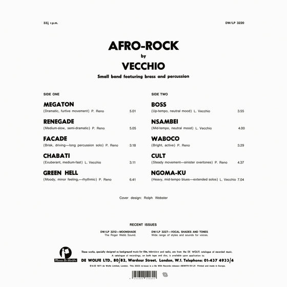 VECCHIO - Afro-Rock Vinyl LP Black