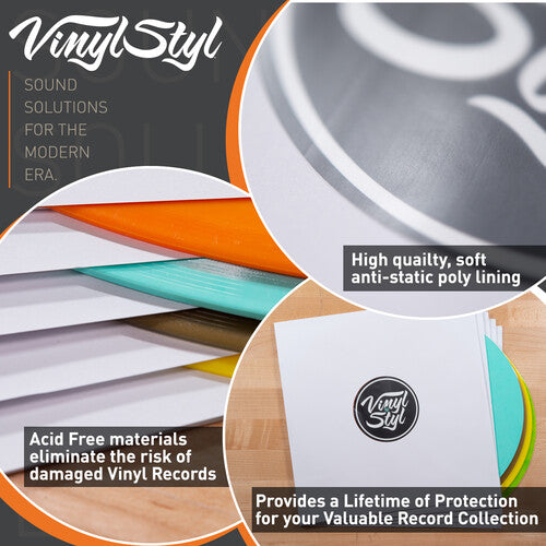 Vinyl Styl - Vinyl Styl® 12 Inch Archival Inner Record Sleeves - HDPE-Lined - 50 Count (White) Inner Record Sleeves