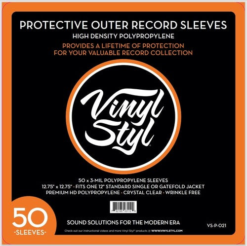 Vinyl Styl - Vinyl Styl® 12 Inch Vinyl Record Outer Sleeve Polypropylene 50 Count (Crystal Clear) Sleeves